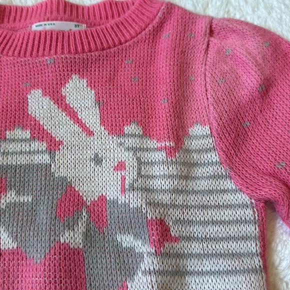Vintage 90s pink knit bunny sweater - Picture 4 of 8